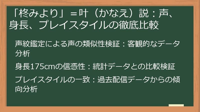 「柊みより」＝叶（かなえ）説：声、身長、プレイスタイルの徹底比較